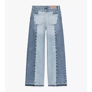Zara contrasting two tone denim pants high waisted wide leg jeans